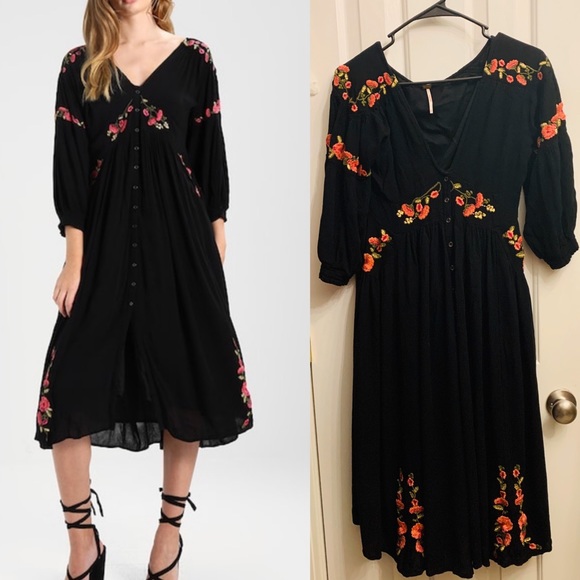 Free People Dresses & Skirts - Free People Day Glow Embroidered Midi Dress